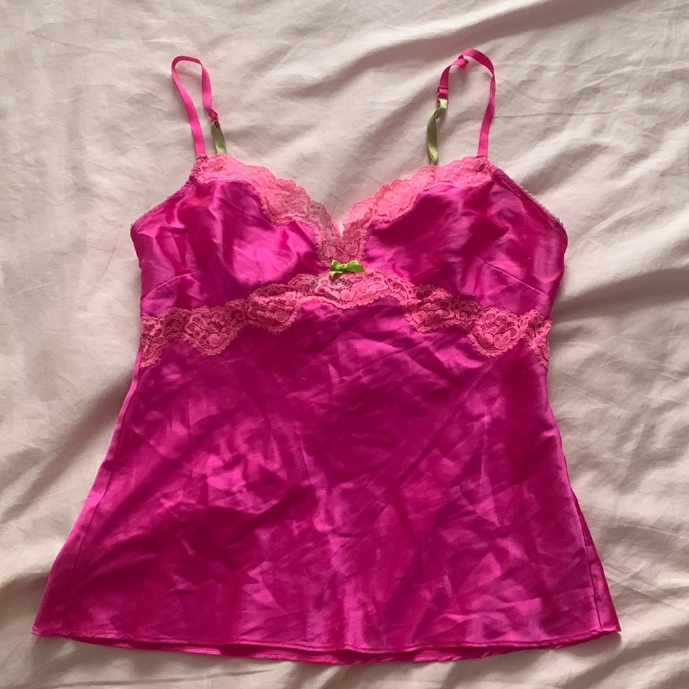 Victoria’s Secret Neon Pink Green Cami Top Y2K Barbie